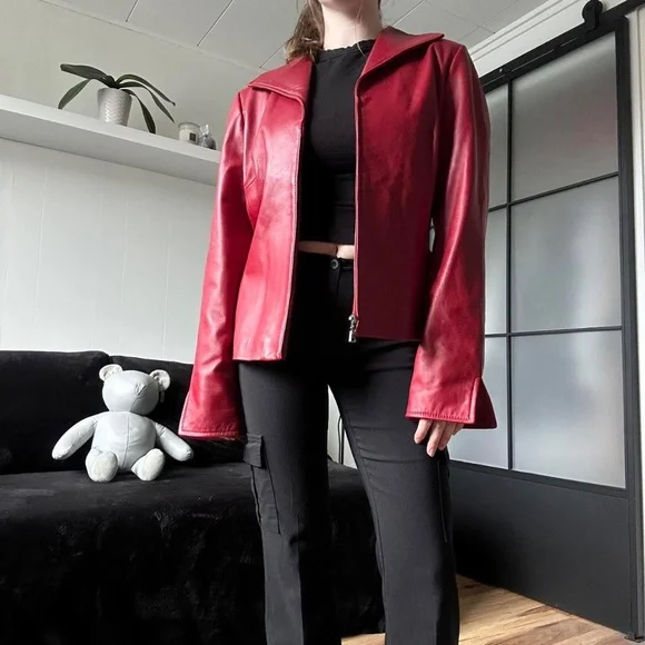 Vintage 90s Danier Red Genuine Leather Jacket - Picture 6 of 7
